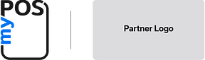 myPOS Logo with partner logo on white background