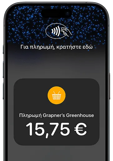 Your customer holds the card the payment symbol