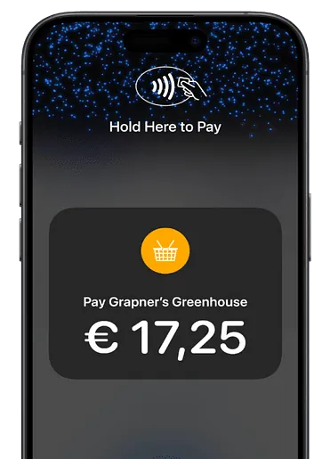 Your customer holds the card the payment symbol