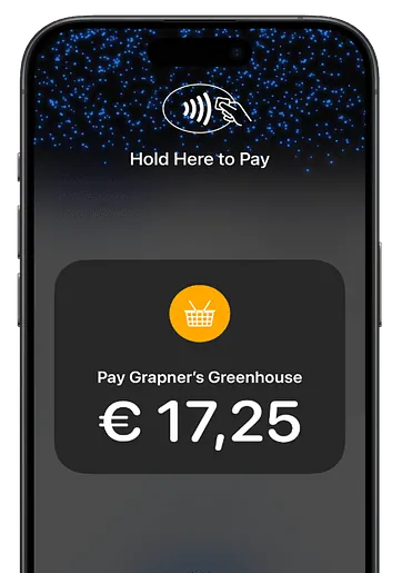 Your customer holds the card the payment symbol