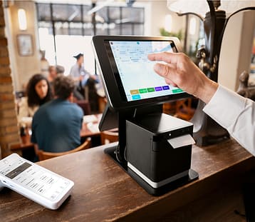 myPOS Order device in the palm of a hand